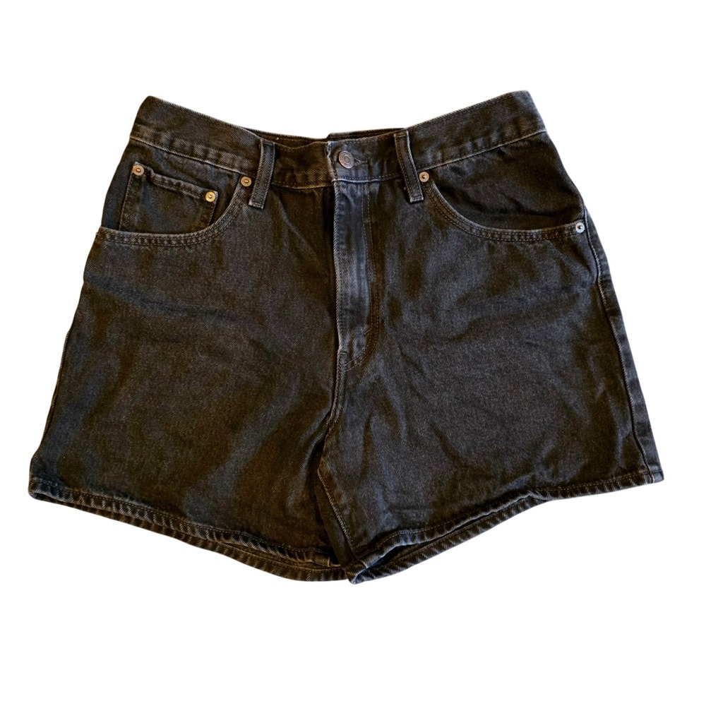 Levis Cinch Shorts Womens 30 Washed Black Denim High Waisted 003KI-0006